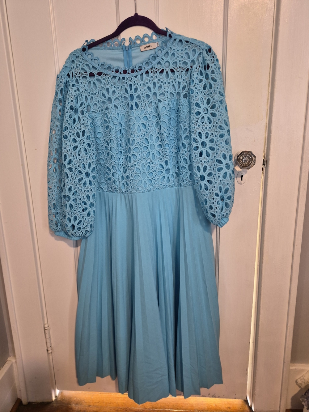 Aomei Blue Eyelet Lace Bodice Dress by